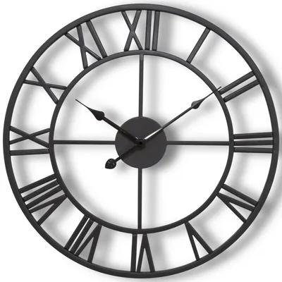 Produktbild von HSXL - Kleine industrielle Wanduhr aus Metall - 40 cm - Schwarze Wanduhr Ø 40cm, moderne Uhr, dekorative Uhr, Metallwanduhr, Wohnuhr