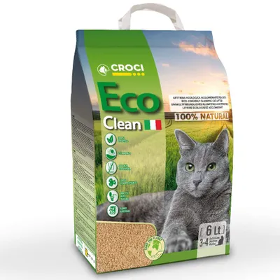 Productafbeelding van Croci Eco Clean Kattenbakvulling 6 L – klontvormende kattenbakvulling, biologisch afbreekbaar, spoelbaar