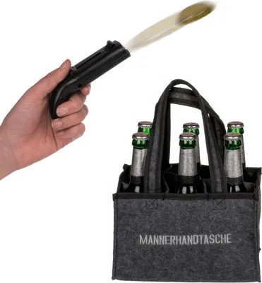Produktbild von Flaschentasche mit Flaschenöffner Kronkorken Schussfunktion - Männerhandtasche