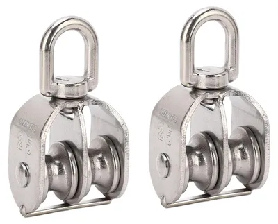 Image de Poulie de 150 kg - Poulie pivotante - Acier inoxydable - Double roulement - Accessoire de levage - Adaptée pour une utilisation intérieure et extérieure