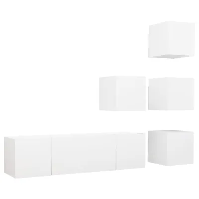 Produktbild von vidaXL 6-tlg. TV-Schrank-Set Weiß Holzwerkstoff