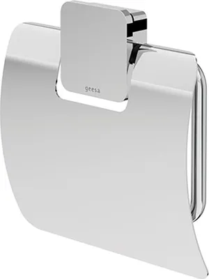 Produktbild von Geesa Toilettenpapierhalter mit Deckel Topaz - Klopapierhalter zum Bohren, chrom