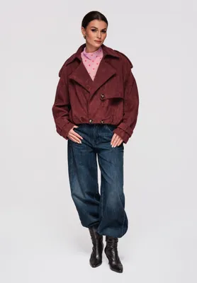 Produktbild von Ombre Kurze Oversize-Damenjacke im Trenchcoat-Stil burgundy S/M