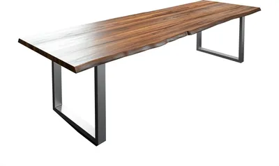 Produktbild von Esstisch Baumkante massiv Akazie nussbaum 240 x 100 silber LIAM
