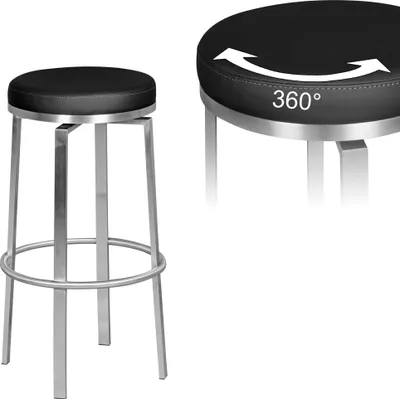 Produktbild von FineBuy Barhocker Schwarz Edelstahl Barstuhl 360° Drehbar Thekenhocker Barsitz Gepolstert Tresenstuhl Modern Bistrohocker Hoch Hoher Hocker