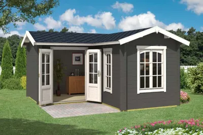 Produktbild von Lasita Maja Gartenhaus Portsmouth 44, Farbe:naturbelassen, Dachform:Satteldach