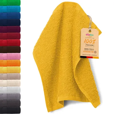 Produktbild von EllaTex PARIS Seiftuch 30x30 cm – 100% Baumwolle, 500 g/m² Frottier, flauschig & saugstark, in Farbe: Sonnengelb