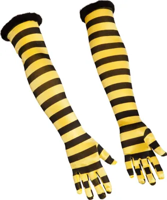 Produktbild von 1 Paar Bienen Handschuhe 60 cm lang Karneval Fasching Halloween Cosplay Gelb