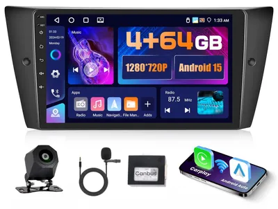 Obrázok produktu pre Android autorádio 9 palcov pre BMW 3 (E90/E91/E92/E93) (2005-2011) - 4 GB RAM, 64 GB ROM, bezdrôtové CarPlay