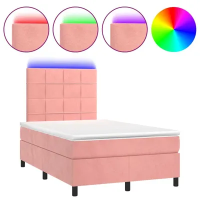 Produktbild von Boxspringbett mit Matratze & LED Rosa 120x190 cm Samt