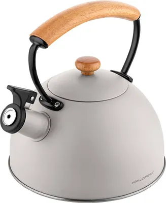 Produktbild von FLORINA Wasserkessel (2,3 l) I Edelstahl Teekessel NATURAI Flötenkessel mit Holz