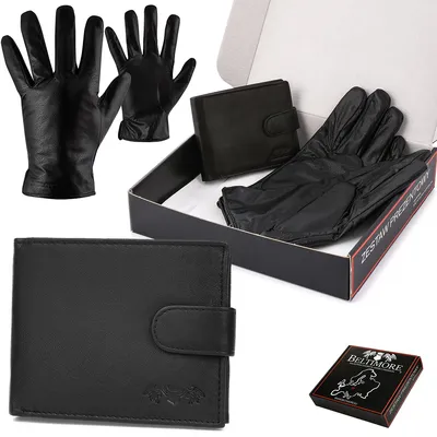 Image de Ensemble de gants porte-monnaie en cuir Beltimore pour hommes