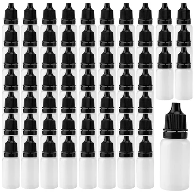 200 Kunststoff-Tropffläschchen 10 ml, durchsichtig, mit Deckel