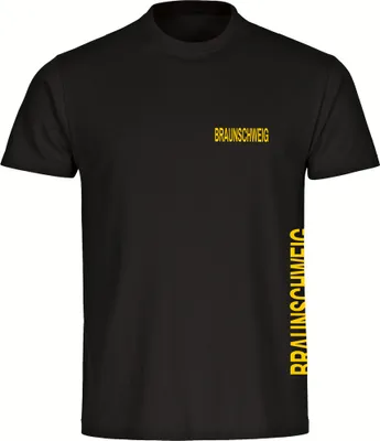 Produktbild von multifanshop Herren T-Shirt - Braunschweig - Brust & Seite, schwarz-1, Größe 3XL