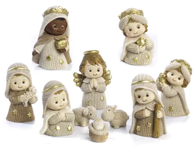 Krippenfiguren-Set, Kunstharz, 10 Figuren, 5,8 cm