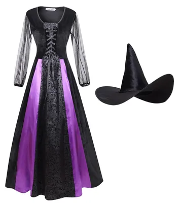 Obrázok produktu pre Solidchoice - Kostým čarodejnice pre dámy, cosplay sada s klobúkom