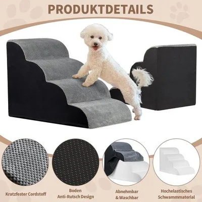 Produktbild von Famanu Haustierleiter für Bett und Sofa - Waschbar, rutschfest, für Hunde und Katzen