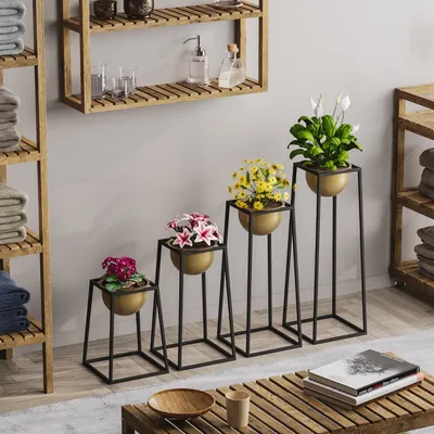 Obrázok produktu pre MOB, Dekoratívny stojan na kvety - Gwion (čierne + zlatá)