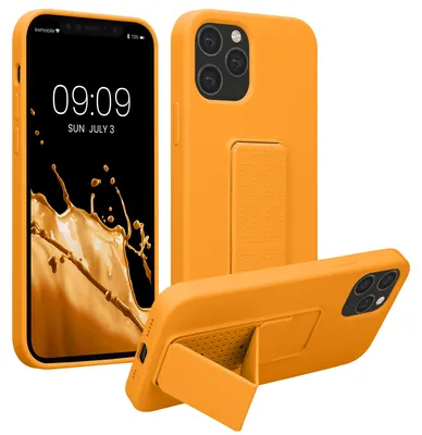 Produktbild von kwmobile Handyhülle für Apple iPhone 12 / iPhone 12 Pro Hülle - TPU Silikon Case mit Fingerhalter und Stand - Schutzhülle Cover in Fruity Orange