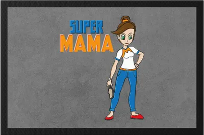 Produktbild von Super-Mama Fußmatte Mutter Superheldin Muttertag Lustig Spruch Geschenk Mama Mami