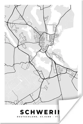 Produktbild von MuchoWow® Poster Deutschland - Karte - Schwerin - Stadtplan 40x60 cm - Plakate für die Wand - Poster Babyzimmer