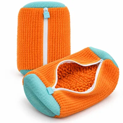Produktbild von 2 Stück Premium Schuhwaschbeutel Edition 2025 für die Waschmaschine, Waschbeutel Sneaker Schuhe Wäschesack mit 360°Reinigungsflaum und Reißverschluss.