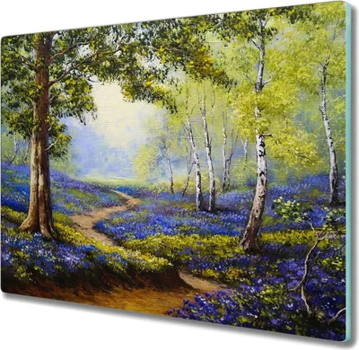 Produktbild von Coloray Herdabdeckplatte 60x52 cm Schneidebrett Kochplattenabdeckung Küchenbrett Hackbrett - Blüten Waldbaum