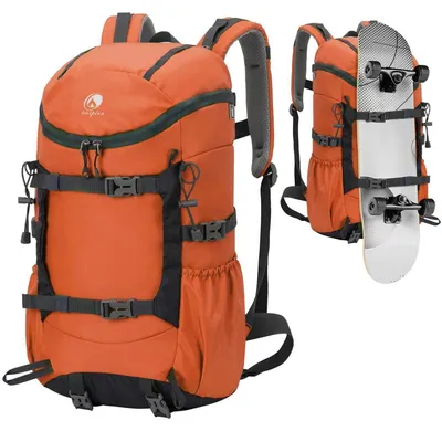 Produktbild von Wanderrucksack 30L Herren Damen Multifunktional Reiserucksack mit Skateboard Gurten Orange