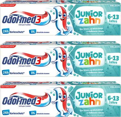 Immagine prodotto di Odol med3 dentifricio denti junior con fluoro da 6 a 13 75ml confezione da 3