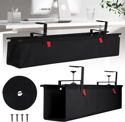 Produktbild von Famanu Kabelmanagement unter dem Schreibtisch - Kabelkanal Organizer - 90 cm lang - Schwarz