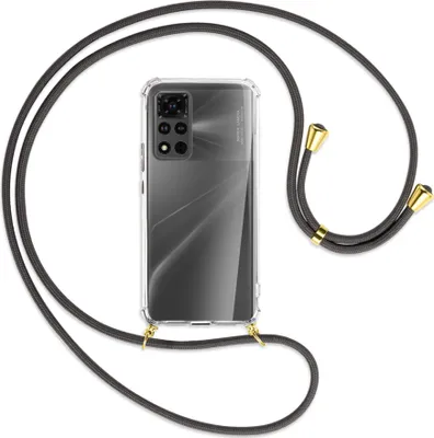 Produktbild von Handykette Backcover-Schutzhülle mit Band (Metall goldfarben) für Honor View 40 Pro (V40 Pro, 6.6'') - dunkelgrau