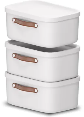 Produktbild von Rotho Aufbewahrungsbox 3er-Set 12L Maloja - Kunststoffbox 39,5 x 23,5 x 17,7 cm - Box mit Deckel - Stapelbox sicher verschließbar - Plastikbox