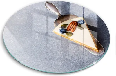 Produktbild von Glasschneideplatte - Herdabdeckplatte - fi40 cm -Schneidebrett - Spritzschutz - Stück Kuchen