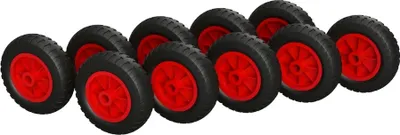 Zdjęcie produktu dla 10 x Koło poliuretanowe ø 160 mm łożysko ślizgowe sprężarka rolka roll odporność na przebicie, czarny/czerwony