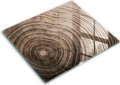 Zdjęcie produktu dla Deska kuchenna – 60 cm x 52 cm - Szklana deska do krojenia - Szkło hartowane – Antypoślizgowa - Słoje Drzewa Drewno