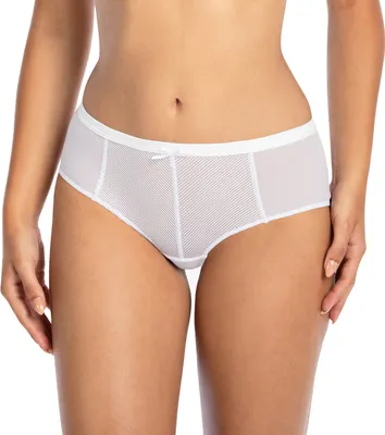Produktbild von Gaia Dame Slip Unterhose Gestreift Netz Unterhose Schleife Bund 1058P Sonia, weiß, XL