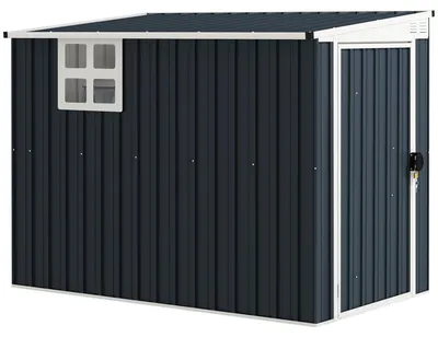 Produktbild von Gerätehaus Metall – Gartenhaus Werkzeugschuppen Fenster Belüftung Dunkelgrau