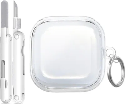 Zdjęcie produktu dla INF Przezroczyste etui TPU do Samsung Galaxy Buds4 ochraniacz z karabińczykiem i pędzelkiem