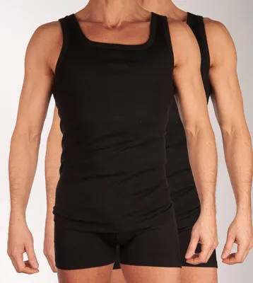 Image de Dulcia débardeur lot de 2 new basic Coton 4-1 rib black hommes
