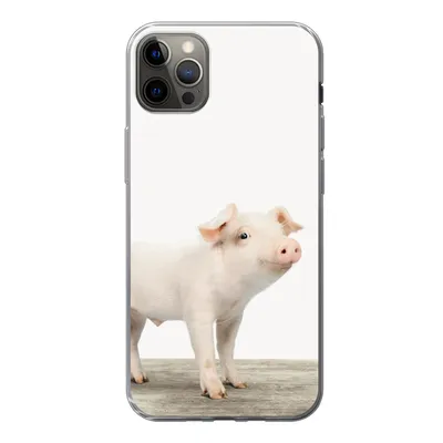 Produktbild von MuchoWow® Handyhülle Schutzhülle Hülle für iPhone 13 Pro Max Ferkel - Groß - Tiere - Rosa - Jungen - Mädchen - Kinder Silikon Softcase Handy Hülle - Mobiltelefon