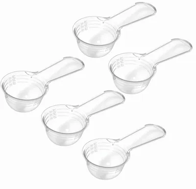 Obrázok produktu pre Novaliv 5x odmerka 30 g robustný plast Vyrobené v Nemecku presné dávkovanie práškov a tekutín do kuchyne fitness domácnosť ideálne na dávkovanie proteínového prášku prací prášok pomôcka na dávkovanie v posilňovni