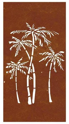 Imagen del producto de Decoración para paredes de jardín, acero corten, diseño de palmera, color caqui oscuro