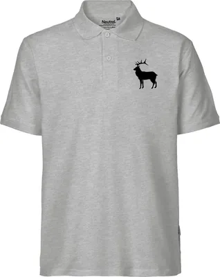 Produktbild von Huuraa Herren Polo Shirt Hirsch Silhouette S Sport Grey Bio Baumwolle Fairtrade Poloshirt Geschenkidee