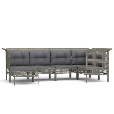 Obrázok produktu pre vidaXL 6-dielna záhradná súprava s vankúšmi Grey Poly Rattan