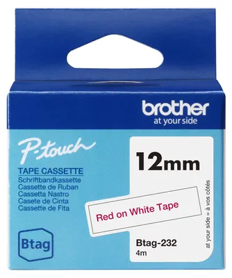 Productafbeelding van brother BTAG232, brother lintband, Btag, BTAG232, 12 mm, rood op wit