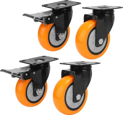 Produktbild von 4er-Set Lenkrollen mit Doppelkugellager, Tragkraft 250 lbs, 4 Zoll, für Transportwagen