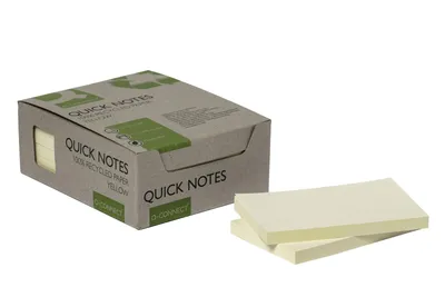 Obrázok produktu pre Q-Connect® KF17322 samolepiace bločky recyklované - žlté, 127 x 76 mm, 100 listov, balenie po 12