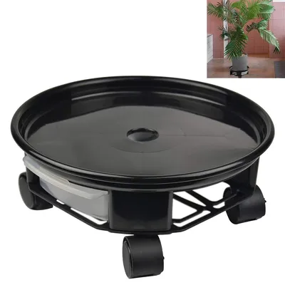 Produktbild von Pflanzenroller Rund,Blumentopf Untersetzer Mit Rollen,Ø45cm,Räder bis 75 Kg, Mit Stoppbremse Und Aufbewahrungsschublade Für Garten Und Balkon