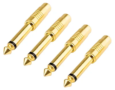 Immagine prodotto di 4 adattatori da 6,35 mm a RCA, con connettori in rame placcati in oro