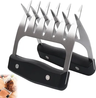 Produktbild von Pulled Pork Krallen aus Edelstahl, 2er Set Fleischkrallen für BBQ & Grill, ergonomischer Holzgriff, ideales Grill Geschenk für Männer